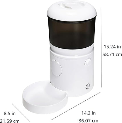 Amazon Basics Automatic Feeder for Cats and Dogs with Speed &amp; Portion Control, 4L Capacity, White