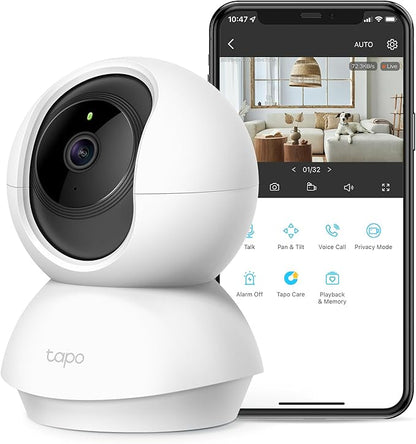 Tapo TP-Link 2K Pan/Tilt Security Camera for Baby Monitor, Dog Camera w/Motion Detection and Tracking, 2-Way Audio, Night Vision, Cloud &amp;SD Card Storage, Works w/Alexa &amp; Google Home C210