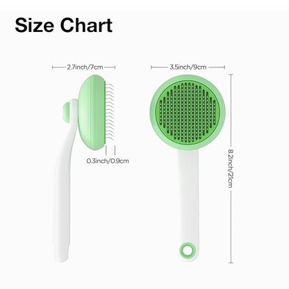 Self-Cleaning Cat Brush for Shedding &amp; Pet Grooming - Effortlessly Removes Tangles, Loose Undercoat, and Mats for Cats &amp; Dogs (Green)