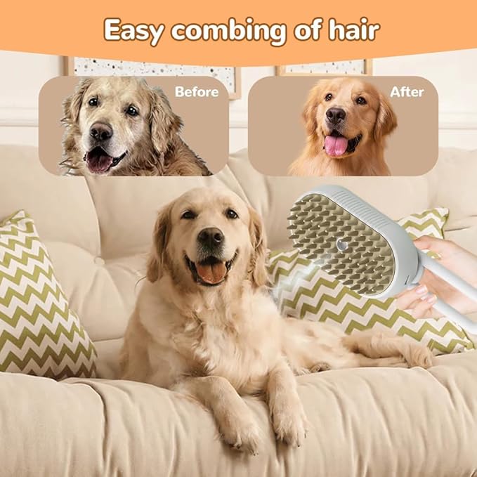 4 in 1 Cat Steam Brush Rechargeable pet spray comb Steam Brush for Cats and Dogs, Massage, Cleaning, Shedding &amp; Combing Multifunctional Hair Removal Anti Static Grooming Tool for home (Pink)