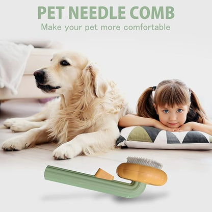 Pumpkin Self Cleaning Brush for Pet Deshedding - Deep Cleaning for Dogs, Cats, Puppies, Rabbits, Bunnies