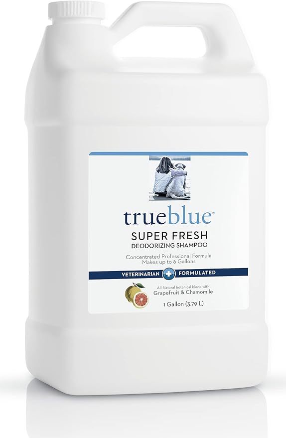 TrueBlue Grapefruit &amp; Chamomile Concentrated Deodorizing Dog Shampoo – Cleansing Wash, Moisturizing – Toxin Free, Natural Botanical Blend – Tearless – 1 Gallon