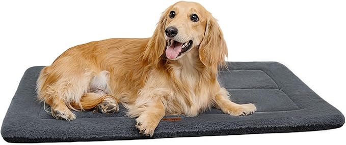 Made4Pets Dog Crate Pad Bed for Large Dogs, Washable &amp; Reversible, Anti-Slip Kennel Mat for Cozy Sleeping, Soft Fluffy Dog Bed for Indoor &amp; Outdoor Use, 36"x27", Dark Gray