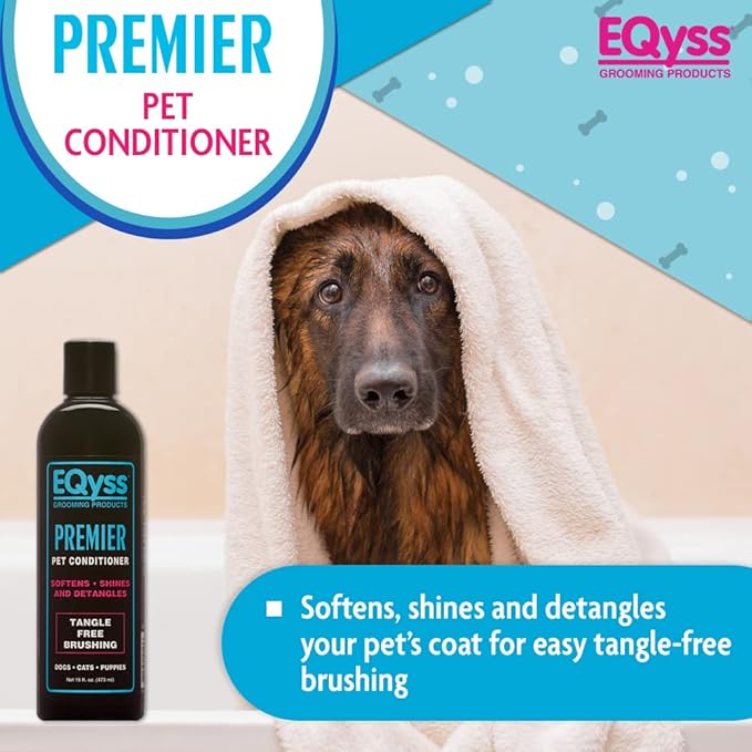 EQyss Premier Pet Conditioner - Moisturizes, Softens, &amp; Conditions Dry Coat &amp; Hair, Detangles &amp; Adds Shine - for all Dogs, Cats, Puppies (16 oz)