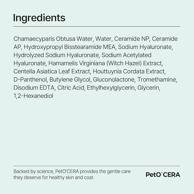 PetO’Cera CL’Ear Ear Cleaner for Dogs &amp; Cats with 52% Hinoki Cypress Water, Soothes Itching &amp; Irritation, Cleans &amp; Deodorizes, Alcohol-Free &amp; Gentle Formula, Korean Pet Care (4 fl oz/120ml)