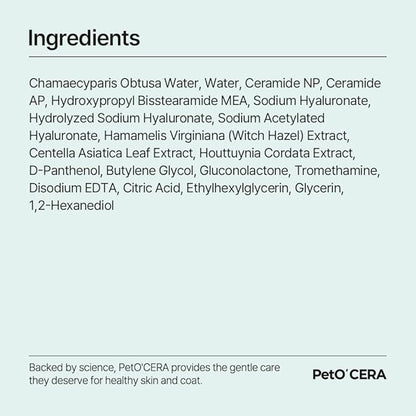 PetO’Cera CL’Ear Ear Cleaner for Dogs &amp; Cats with 52% Hinoki Cypress Water, Soothes Itching &amp; Irritation, Cleans &amp; Deodorizes, Alcohol-Free &amp; Gentle Formula, Korean Pet Care (4 fl oz/120ml)
