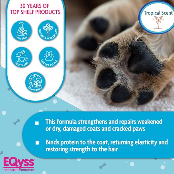 EQyss Mega-Tek Pet Rebuilder - Strengthen &amp; Repair Dry Damaged Coat, Nose, Skin, Cracked Paw Pads - Safe for Dogs, Cats, &amp; Puppies, pH Balanced (8 oz)