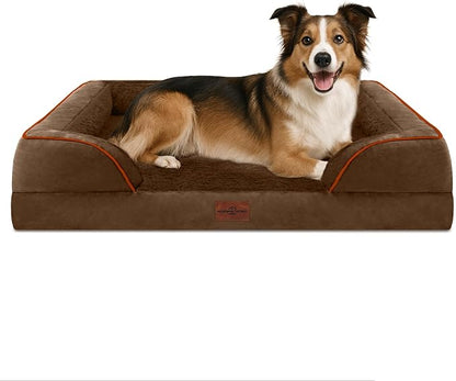 Comfort Expression Large Dog Beds Waterproof Orthopedic Foam Dog Sofa Beds Comfy Pet Bed with Washable Removable Cover &amp; Non-Slip Bottom(Large,Chocolate Brown)