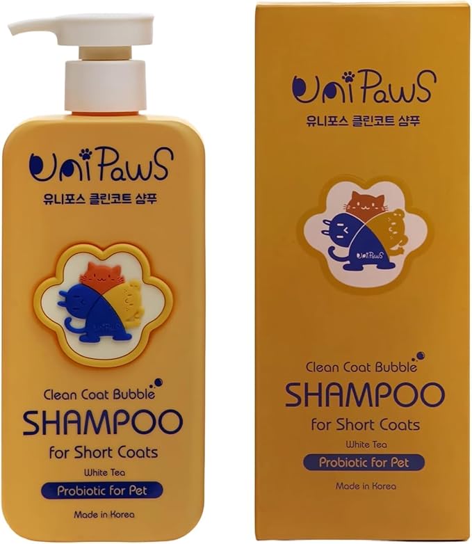 Unipaws Probiotic Dog Shampoo for Short-Haired Coats – Itch Relief, Deodorizing &amp; Hydrating for Healthy, Fresh Skin with Calendula &amp; Oatmeal – EWG Green &amp; White Tea Scent, Made in Korea, 16.9 Fl Oz