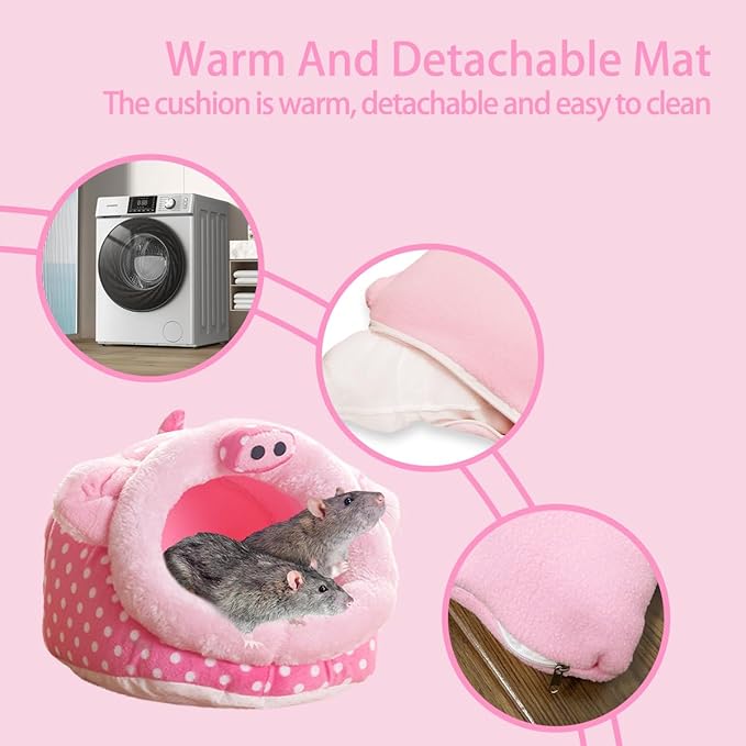 Guinea Pig Bed House &amp; Hideout for Rat Bearded Dragon Hedgehog Ferret to Sleep and Hide, Guinea Pig Cage Accessories Habitat Décor (Large, 3.Pig)