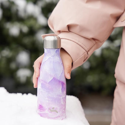 Insulated Water Bottles,12 oz Double Wall Stainless Steel Vacumm Metal Flask for Sports Travel,Marble Dawn