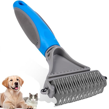Pet Grooming Brush, Double Sided Undercoat Rake for Dogs &amp; Cats, Professional Deshedding Brush and Dematting Tool, Safe and Effective Removing Knots, Mats, Tangles,and Flying Hair