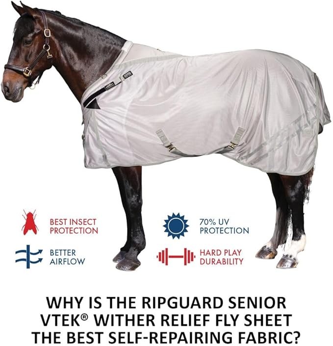 Dura-Tech RipGuard Adjusta-Fit Horse Fly Sheets | Self-Repairing Durability | Enhanced UV &amp; Insect Protection | Ideal for All Horse Breeds
