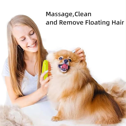 2024 Multifunctional Pet Brush for Detangling and Hair Removal - 3-in-1 Grooming Comb with Massage Function for Cats and Dogs (Khaki)