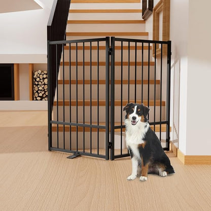 Full Metal Freestanding Dog Gate with Door, 32&