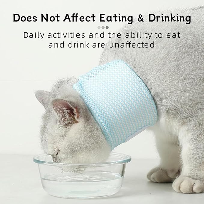 Cat Neck Brace Cover - Breathable &amp; Adjustable Elizabethan Collar for Post-Surgery Recovery Anti-Scratch Anti-Lick Protection, Cervical Cone for Small Medium Large Dogs Puppies Kittens (Medium,Blue)