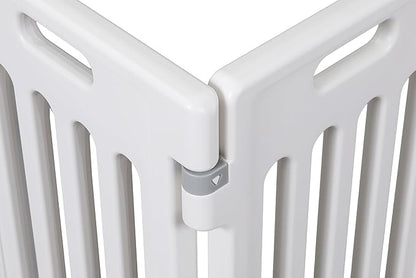 BIRDROCK HOME Dog Playpen w/Door, 16 Panel, 25.6in H | Strong Plastic, Non-Slip Puppy Playpen, Secure Pet Gate | Indoor Outdoor Fence | Configurable Panels | Medium to Large Pets - White