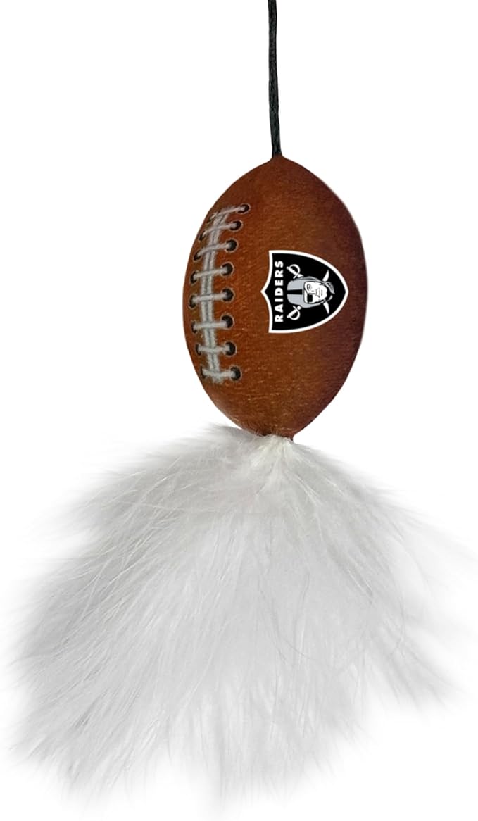 NFL Las Vegas Raiders Cat Tunnel Tube Toy with Plush Football Catnip and Feathers Collapsible Tunnel for Cats to Play, Peek and Hide, Sporty &amp; Fun Cat Tunnel Toy with Team Logo All-Over Design!
