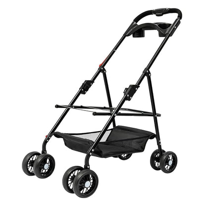 Pet Stroller, 4 Wheels Dog Cat Carrying Cart, Foldable Puppy Carrier with Storage Bag and Detachable Grid Structure for Small/Medium Dogs Cats Up to 44Lbs (Black)