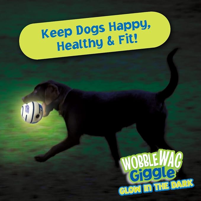 Wobble Wag Giggle Glow in The Dark | Rolling Enrichment Toy for Playtime, Interactive Play for Indoor or Outdoor, Keeps Dogs &amp; Puppies Large, Medium or Small Busy &amp; Moving, As Seen on TV | Pack of 1