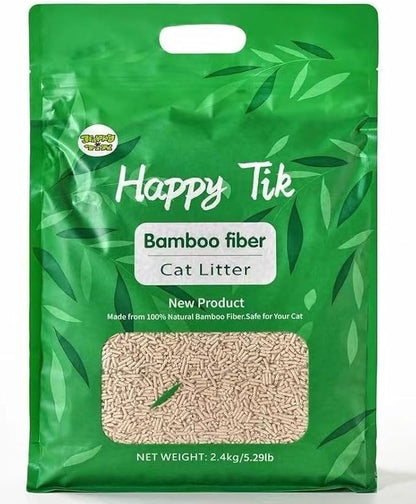 Plant-Based Bamboo Fiber Cat Litter, Green &amp; Eco Friendly, Flushable &amp; Resealable, Instant Clumping, Dust Free, Odor Control, 5.3Pounds, Unscented