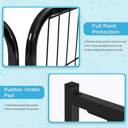 BestPet Dog Playpen Indoor 32 inch 12 Panels Metal Dog Pen Pet Dog Fence Outdoor Exercise Pen with Doors,Pet Puppy Playpen for RV Camping Yard, Black