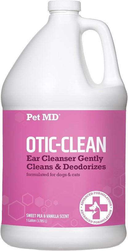 Pet MD Otic-Clean Dog Ear Cleaner - Veterinarian-Formulated Otic Ear Solution for Dogs &amp; Cats - Pet Ear Cleaner for Itch, Odor, &amp; Wax Buildup - Deodorizing Cat Ear Cleaner Solution - 1 Gallon