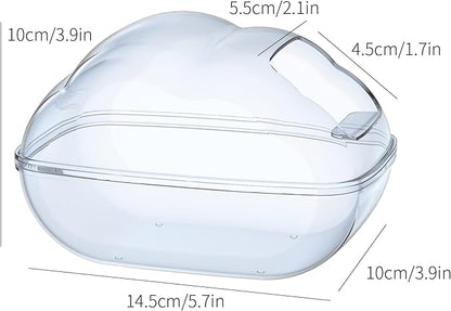 BUCATSTATE Hamster Sand Bath Container Transparent Hamster Dust Bath Kit Dwarf Toilet with Scoop Set Cage Accessories for Small Animals, Gerbil, Syrian Hamster, Mouse (Blue, Medium)