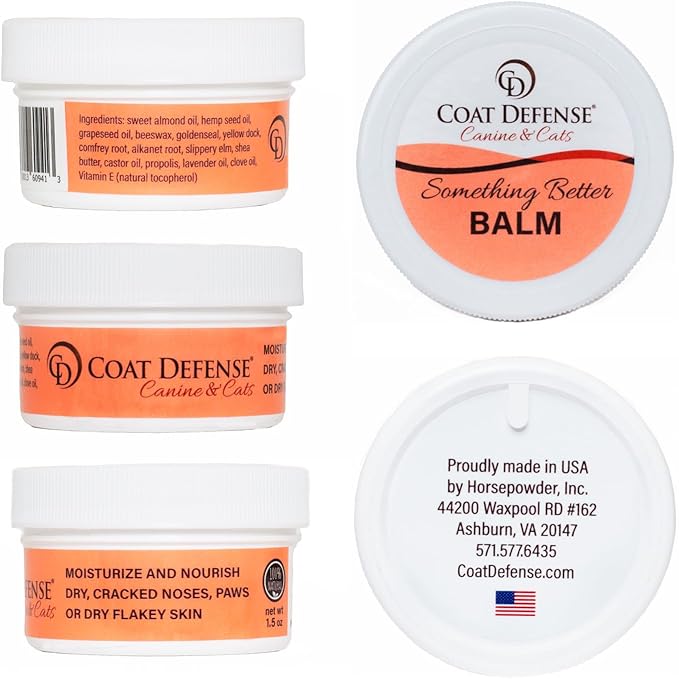 COAT DEFENSE Something Better Balm | Made in USA | Nose &amp; Paw Balm | Lick Safe, Healing and Deeply Moisturizing | Paw Soother for Dogs &amp; Dog Skin Soother (1.5 OZ)
