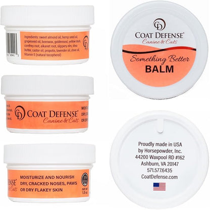 COAT DEFENSE Something Better Balm | Made in USA | Nose &amp; Paw Balm | Lick Safe, Healing and Deeply Moisturizing | Paw Soother for Dogs &amp; Dog Skin Soother (1.5 OZ)