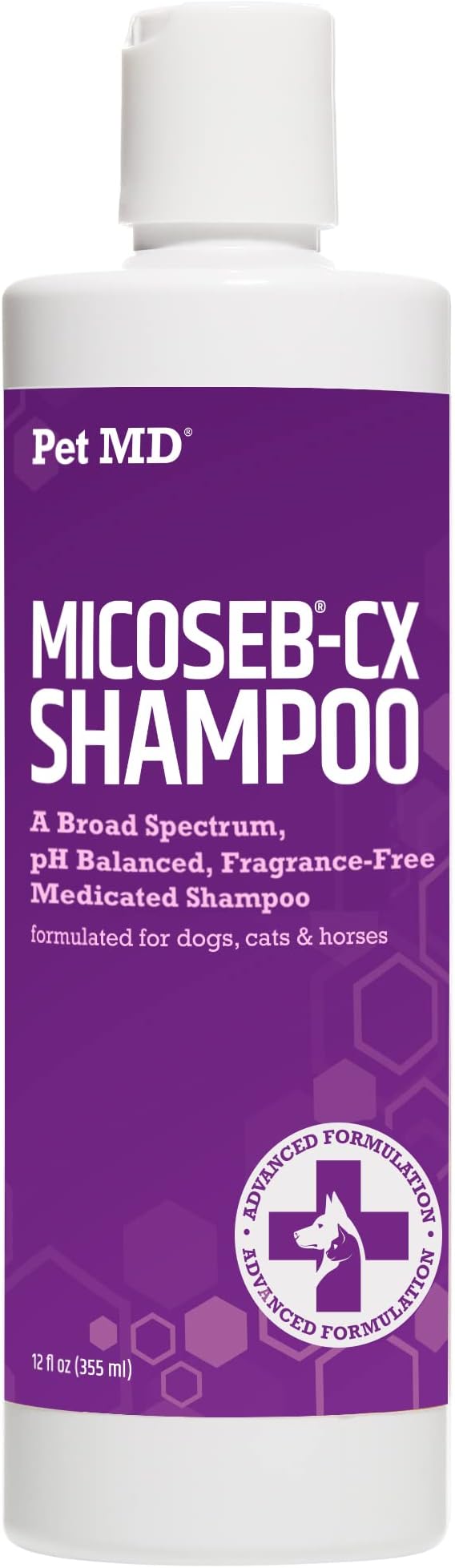 Pet MD Micoseb-CX Topical Shampoo for Dogs, Cats, &amp; Horses with Miconazole - 12 oz