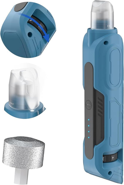 PAPIFEED High Torque Dog Nail Grinder Quiet - 6-Speed Adjustable Pet Nail Trimmer with 2 LED Lights &amp; Dust-Proof Cover, Powerful Motor for Large/Medium/Small Dogs &amp; Cats, Rechargeable - Dark Blue