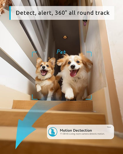 blurams Pet Camera 2K, 360° Dog Camera with Phone App, PTZ Indoor Cameras for Home Security Indoor, 2-Way Audio, Motion Tracking, Color/IR Night Vision, Siren, Cloud&amp;SD(2.4GHz Only)