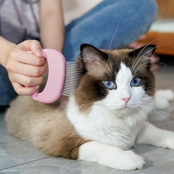 Cat Comb Pet Cat Short &amp; Long Hair Removal Massaging Shell Comb Soft Deshedding Brush Grooming and Shedding Matted Fur Remover Massage Dematting Tool for Dog Puppy Rabbit Bunny (3 Piece)
