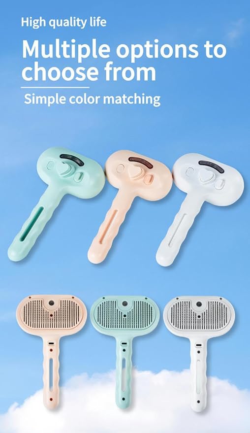 Pet Grooming Steam Brush, Pet Spray Hair Removal Comb, Anti-Static, Rechargeable, Comfortable Grip, for Dogs &amp; Cats, Spray Hair Removal Comb, Steam Brush for Shedding &amp; Grooming, Pink