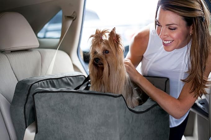 Snoozer Lookout I Dog Car Seat - Small Dog &amp; Puppy Car Seat, Booster Bed for Small &amp; Medium Size Pets up to 25 Lbs, Elevated, Washable - Medium