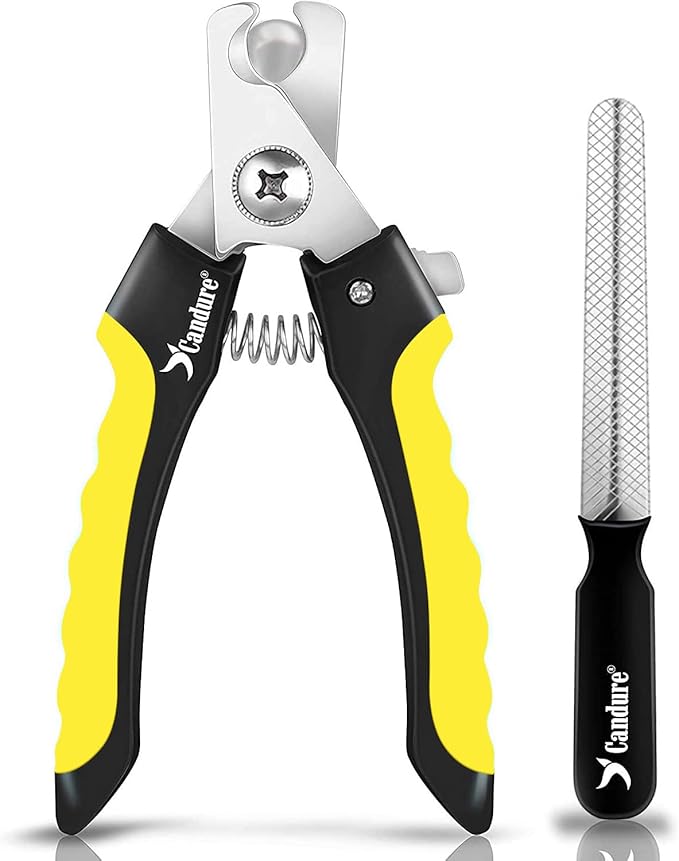 Candure Dog Nail Clippers for Pet Grooming - Professional Cat Nail Trimmers Suitable for Small to Medium Breeds with a Safety Guard &amp; Nail File