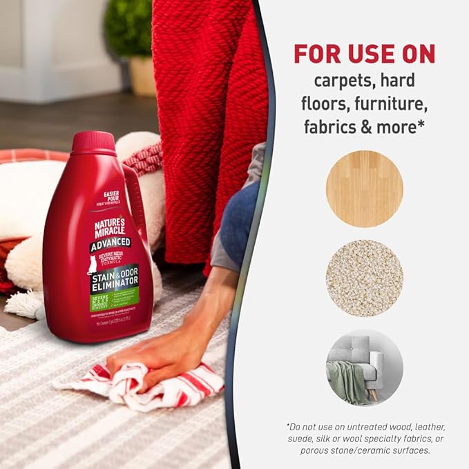 Nature’s Miracle® Advanced Stain &amp; Odor Eliminator, 128 fl oz, Fresh Scent, Severe Mess Enzymatic Formula for Tough Pet Messes