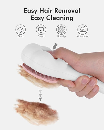Cat Brush with Release Button Self-Cleaning and Skin-Friendly Grooming and Shedding Tool for Long and Short Haired Cats &amp; Dogs, 140° Comb Teeth, Removes Loose Undercoats and Promotes Healthy Fur