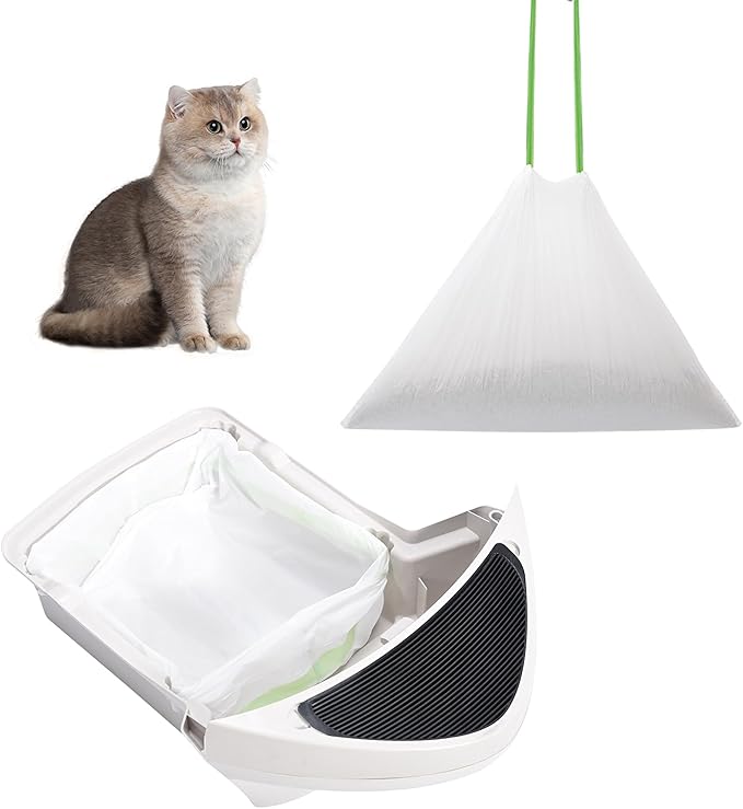 67 Count Waste Drawer Bags for Robot 3 4 and Compatible with Most Self Cleaning Litter Box &amp; ScoopFree Clumping Poop Bin, 9 Gal Kitty Drawstring Liners Leak-proof Disposable Pet Trash Replacement Bags