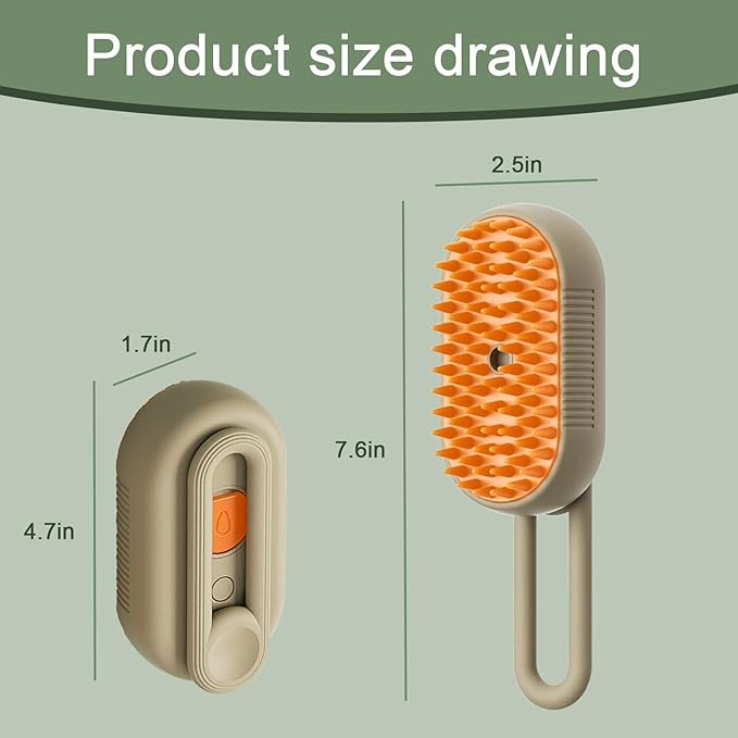 Cat Steam Brush for Shedding, 4 in 1 Rechargeable Pet Steam Brush for Dogs and Cats, Anti-Static, Massage, Cleaning, Shedding &amp; Combing All In One! (Khaki)