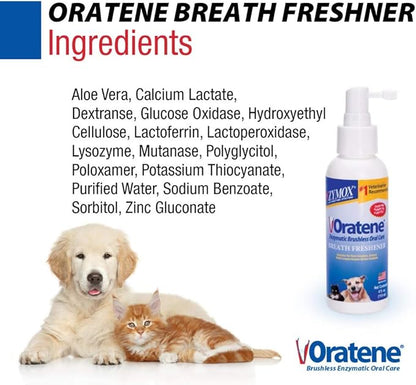 Zymox Oratene Brushless Oral Care Breath Freshener for Dogs and Cats, 4oz