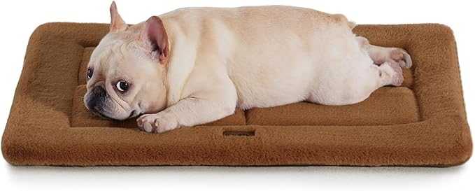 Made4Pets Dog Crate Pad Bed for Medium Dogs, Washable &amp; Reversible, Anti-Slip Kennel Mat for Cozy Sleeping, Soft Fluffy Dog Bed for Indoor &amp; Outdoor Use, 29"x21", Brown