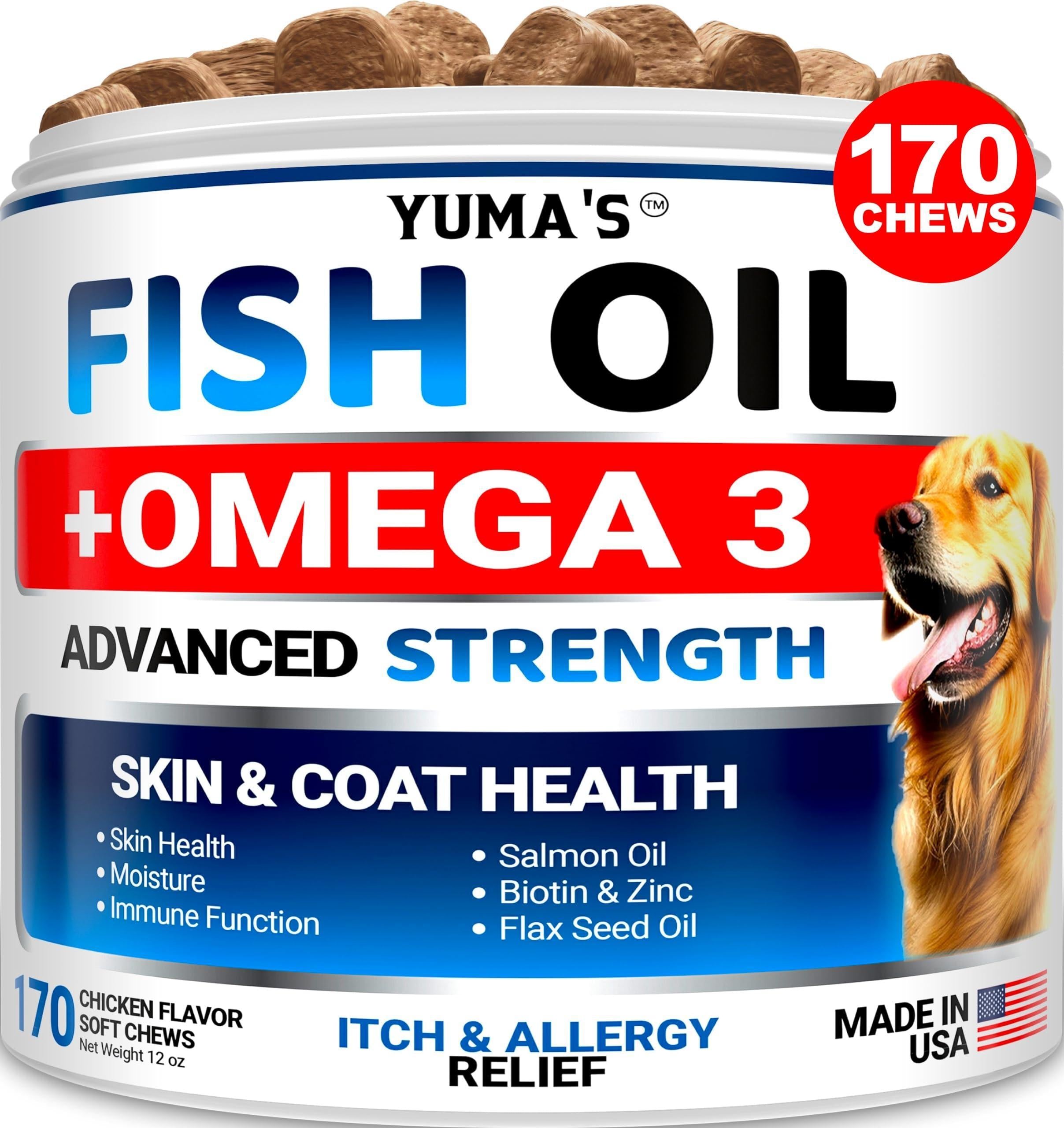 Omega-3 Fish Oil for Dogs 170 Chews Skin &amp; Coat Supplement
