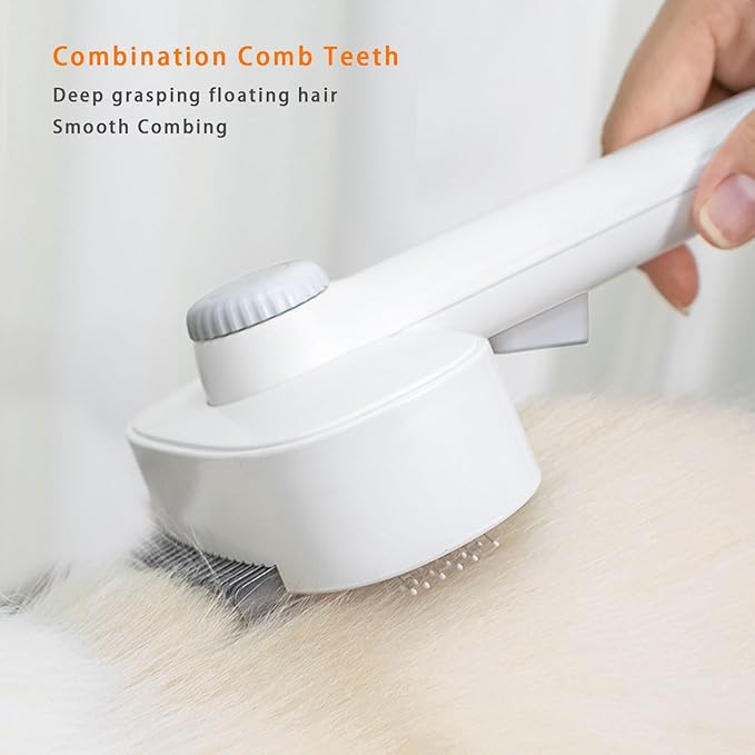 2-in-1 Dog &amp; Cat Grooming Brush – Adjustable Deshedding Comb &amp; One-Touch Clean | Skin-Safe Rake for Mats, Tangles, Shedding | Long/Short Hair Pets