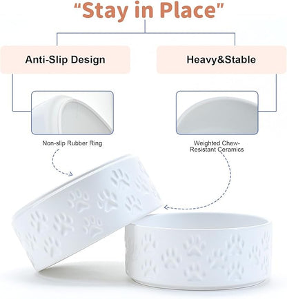 SPUNKYJUNKY Ceramic Dog Bowls 2 Pack, 7.3&
