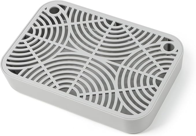 Litter Box Step, Cat Step/Ramp/Catcher with Filter Function, Easy to Clean, Filter Pedal Ideal for Kitten &amp; Elderly Cats (Light Grey)