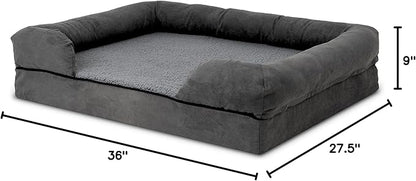 The Dog’s Bed, Large Grey Plush (no Logo), Memory Foam, Pain Relief: Arthritis, Hip &amp; Elbow Dysplasia, Post Surgery, Lameness, Supportive, Calming, Waterproof Washable Cover, Veterinary Approved