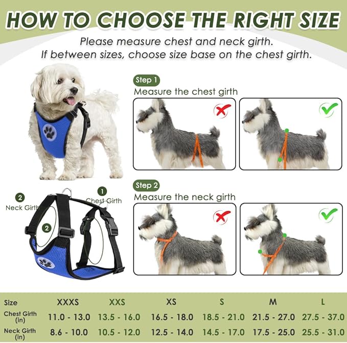 SlowTon Dog Seat Belt Harness for Car, Dog Car Harness Adjustable Mesh Breathable &amp; Dog Seatbelt Safety Tether with Elastic Bungee for Small Medium Large Pets(Blue, Double Clip, L)