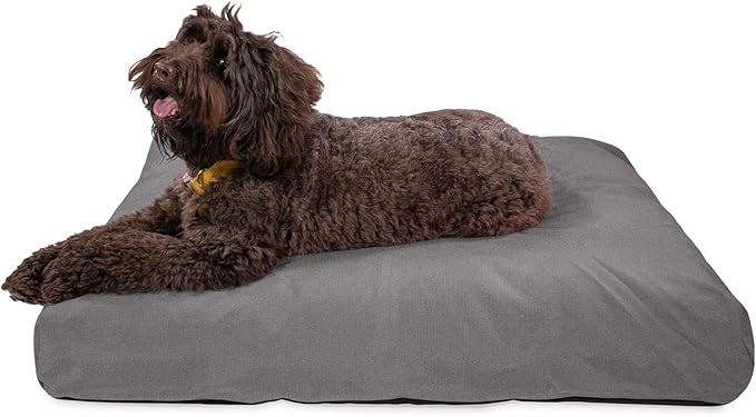 K9 Ballistics Tough Rectangle Pillow Dog Bed - Removable Cover, Washable, Durable &amp; Water Resistant Bed for Big Dogs, Size: Large (40"x34"), Light Gray Velvet